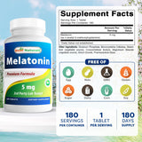 Best Naturals Melatonin 5 mg 180 Tablets side view