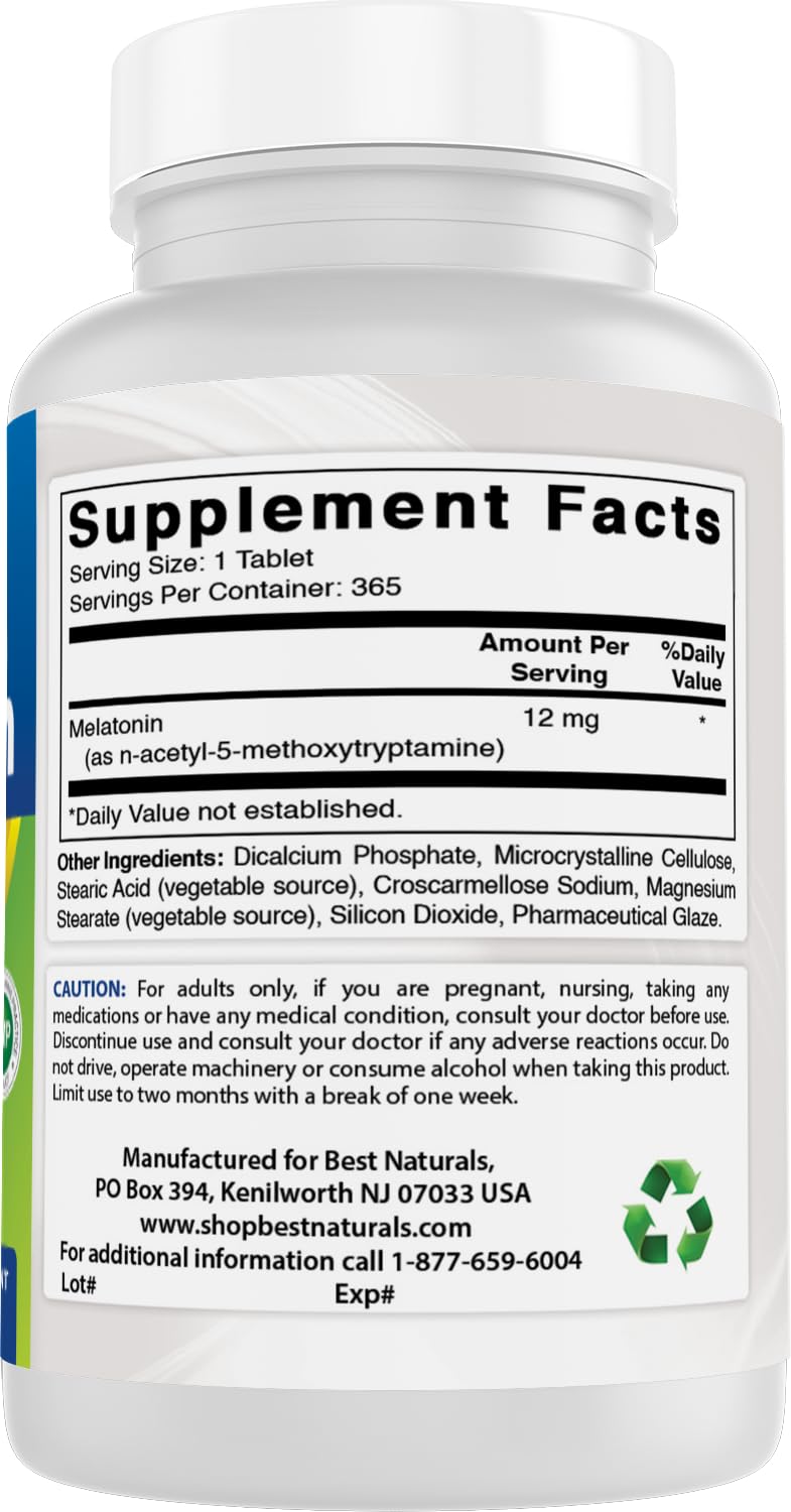 Best Naturals Melatonin tablets on a wooden surface
