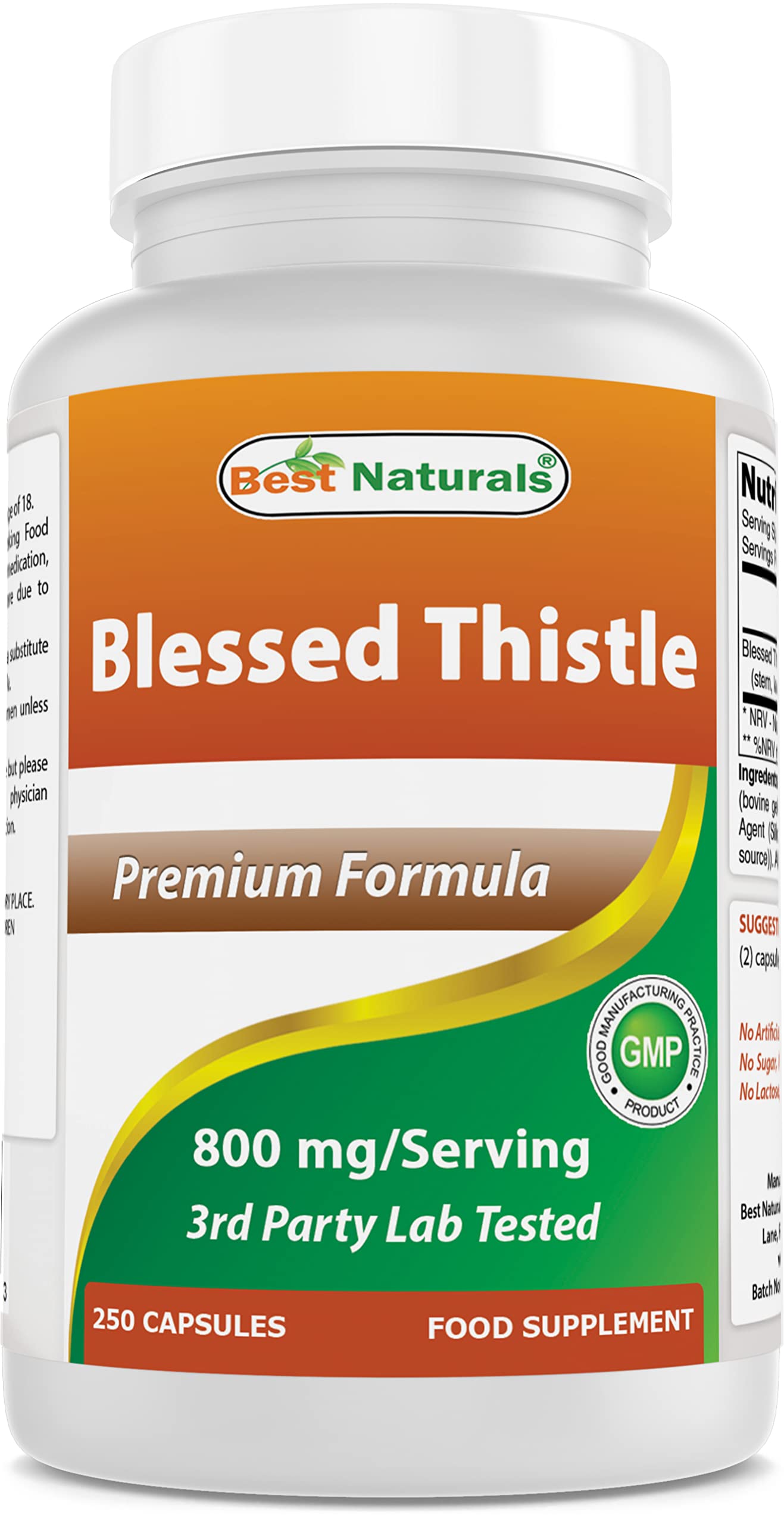 Best Naturals Milk Thistle 800mg 250 Capsules front view