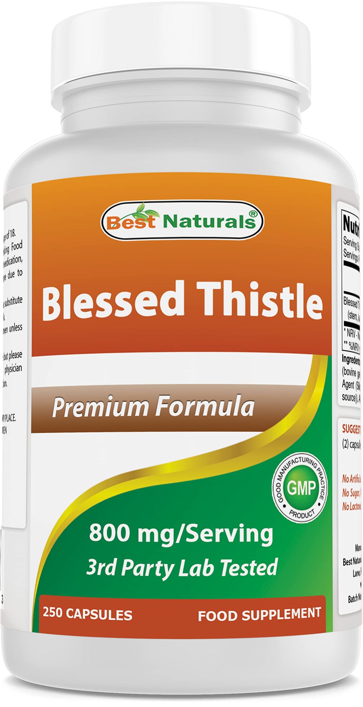 Best Naturals Milk Thistle 800mg 250 Capsules front view