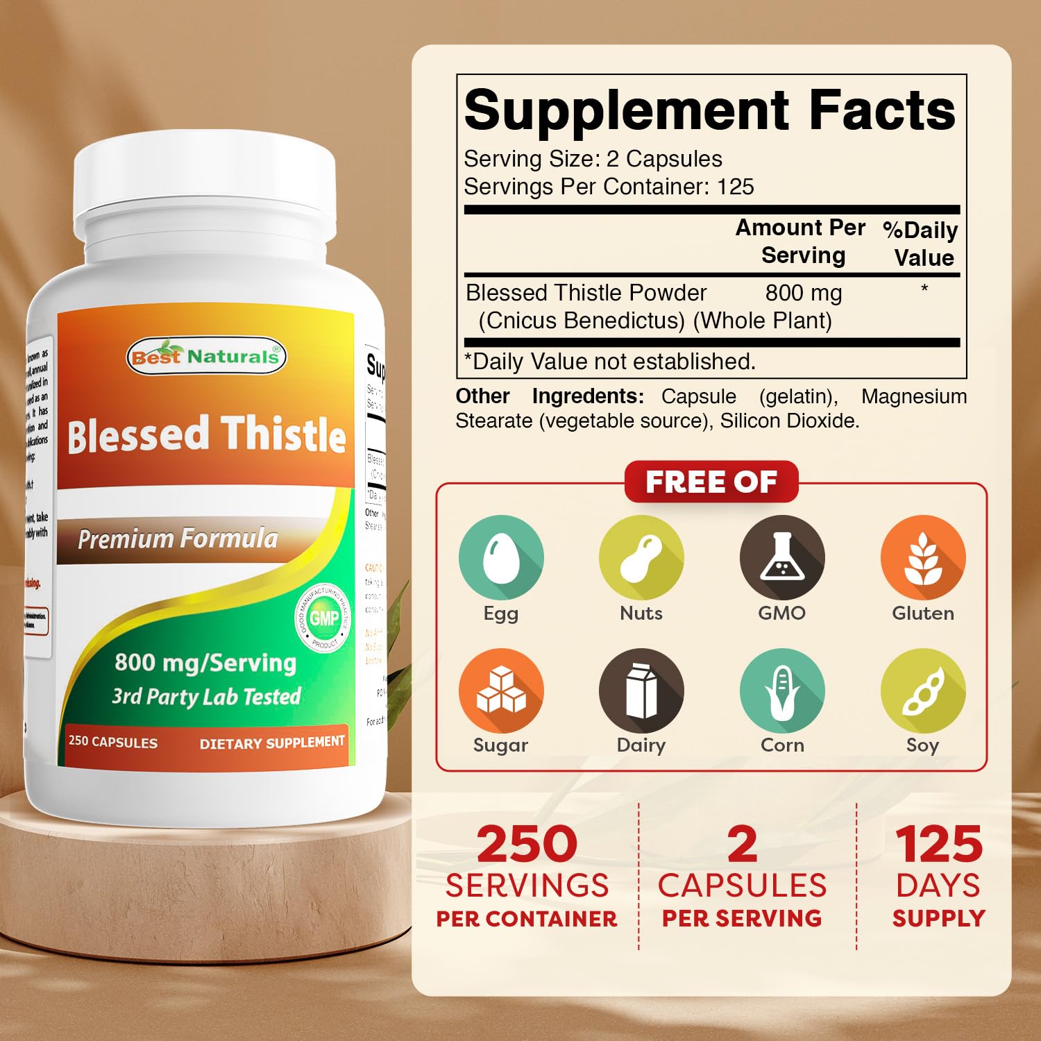 Best Naturals Milk Thistle 800mg bottle with label