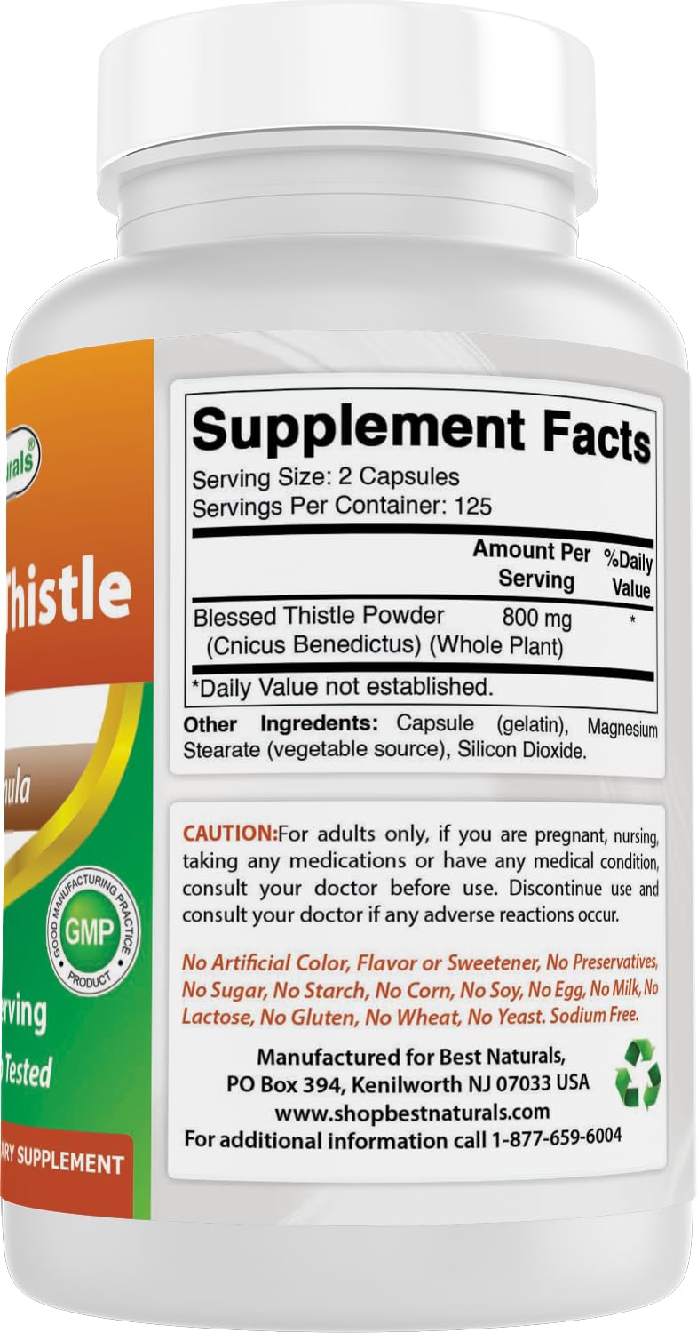 Best Naturals Milk Thistle 800mg capsules in a glass