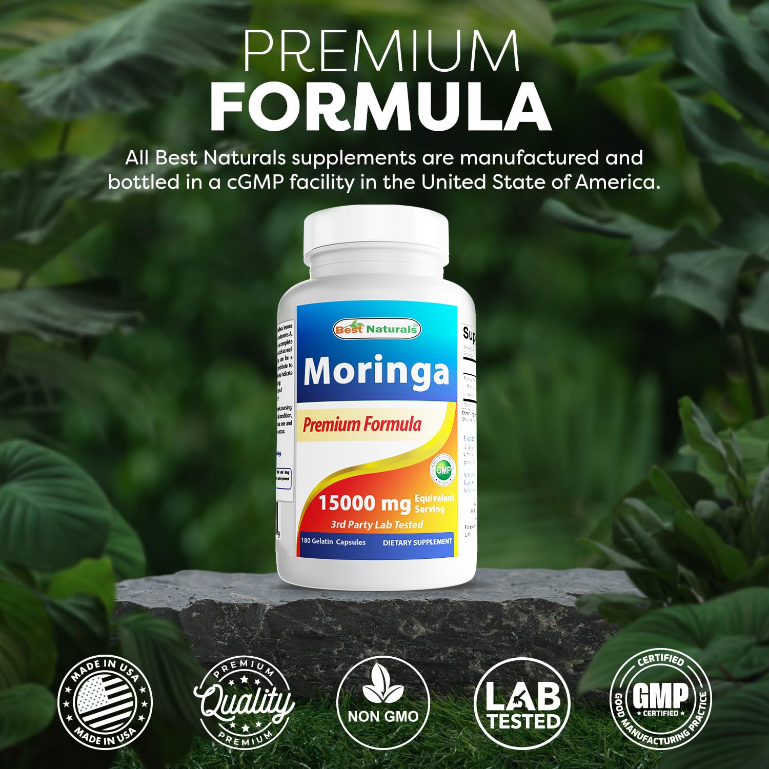 Best Naturals Moringa Extract capsules in a hand