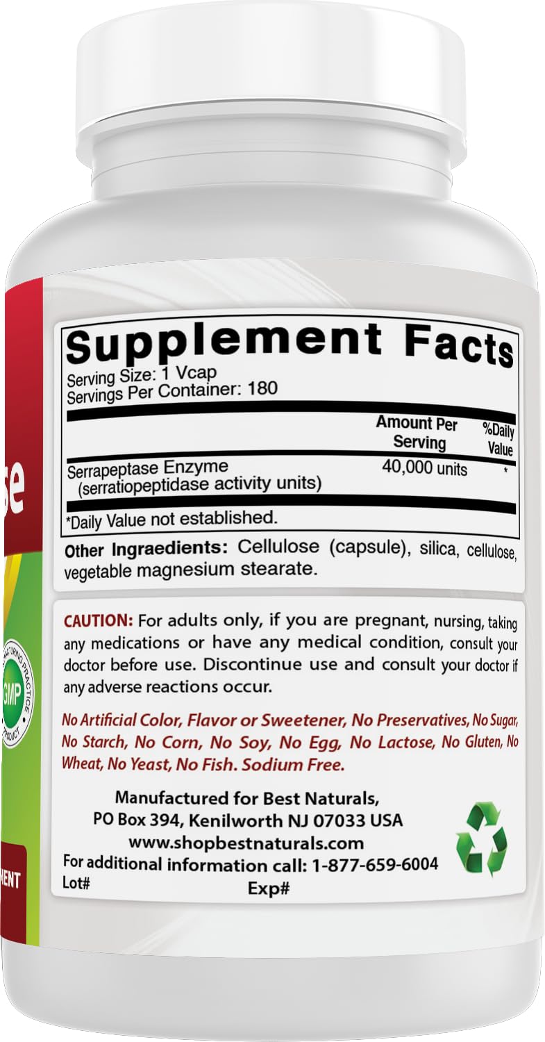 Best Naturals Multi-Enzymes Serrapeptase packaging details