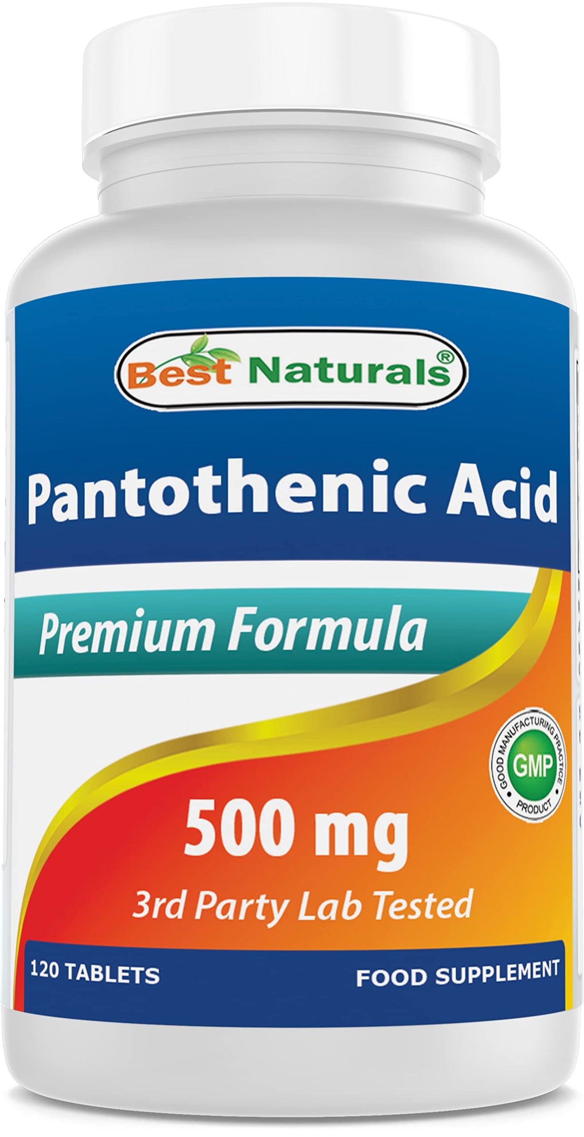 Best Naturals Multivitamin 500 mg Pantothenic Acid bottle front view