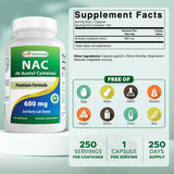 Best Naturals NAC 600 mg Capsules side view showing label