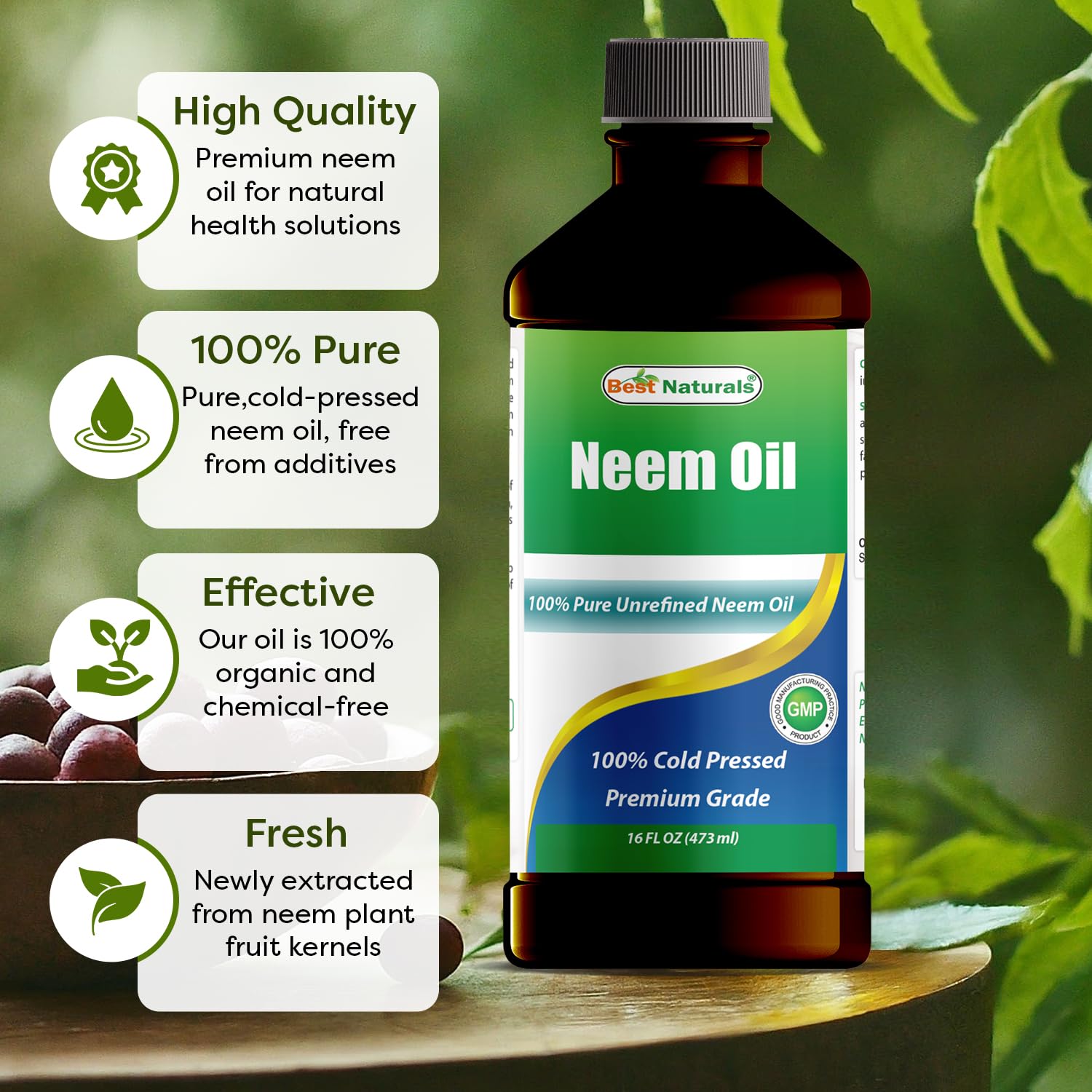 Best Naturals Neem Oil bottle side view