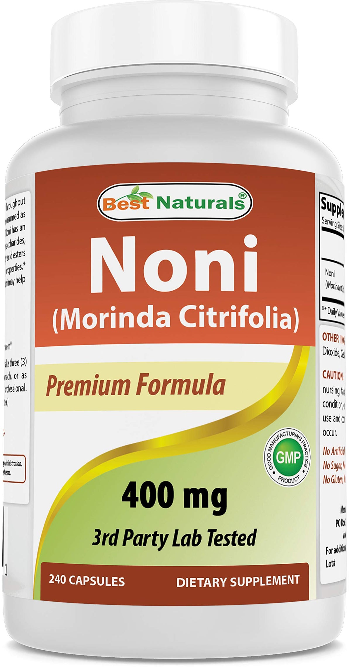 Best Naturals Noni Capsules 400mg bottle front view