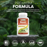 Best Naturals Noni Capsules 400mg bottle with a measuring spoon