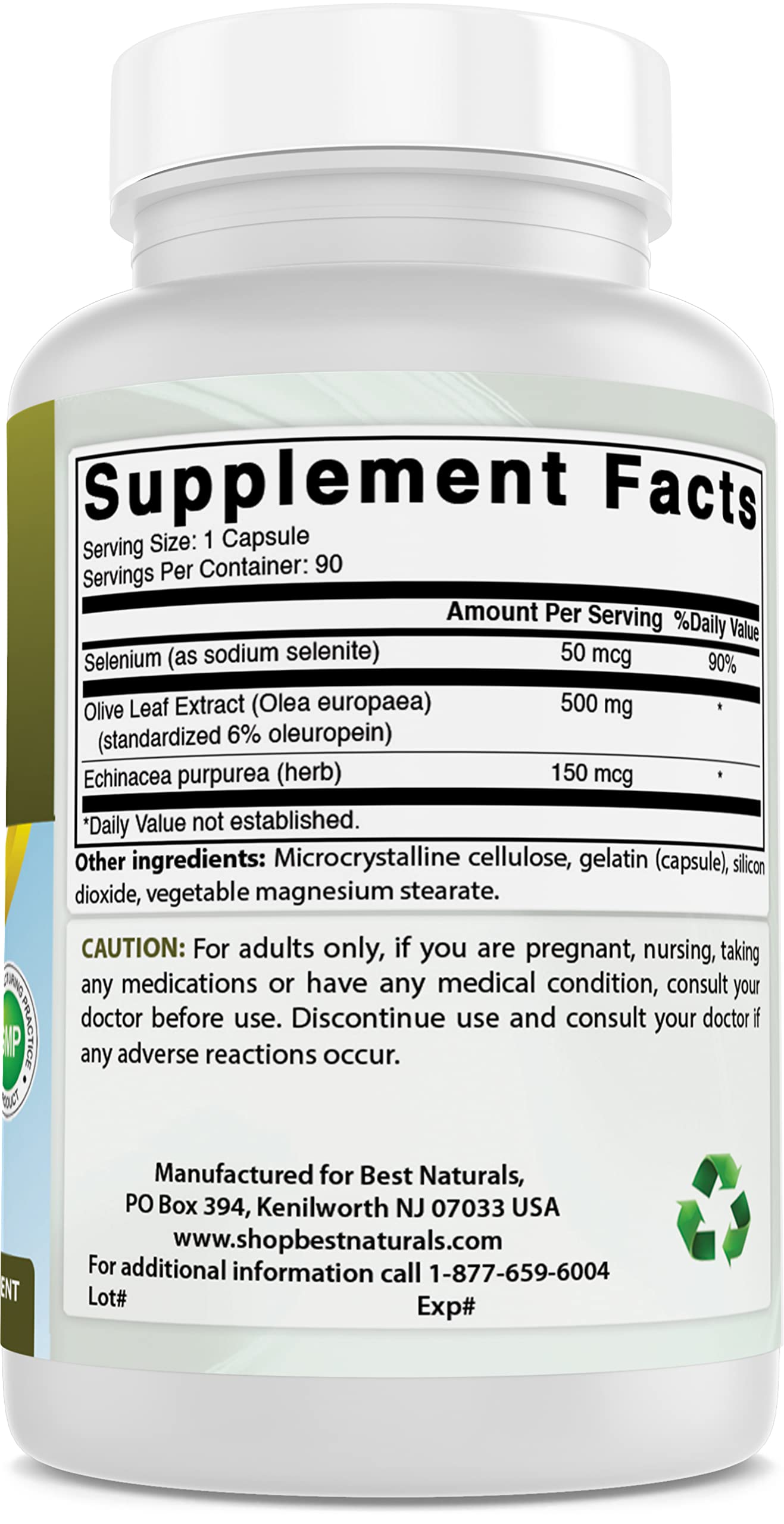 Best Naturals Olive Leaf Extract 700mg bottle with capsules scattered