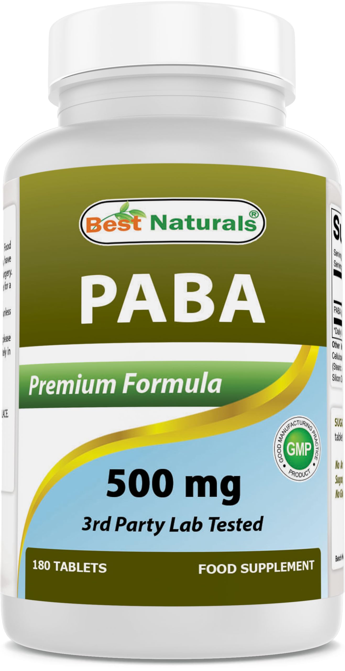 Best Naturals PABA 500mg Supplement bottle front view