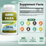 Best Naturals PABA 500mg Supplement bottle side view