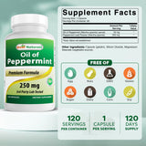 Best Naturals Peppermint Oil Capsules 250mg bottle side view