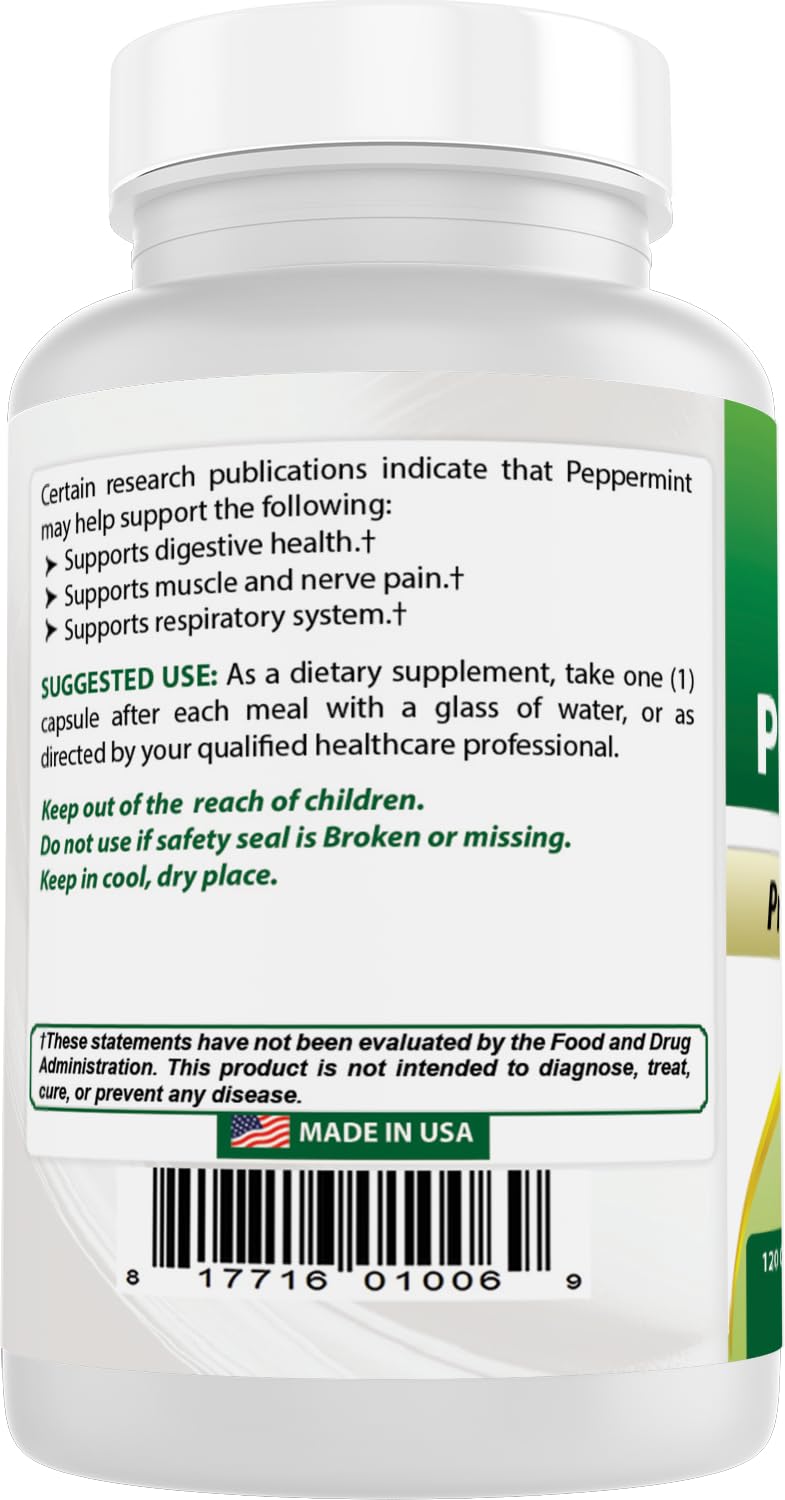 Best Naturals Peppermint Oil Capsules 250mg bottle with measuring spoon