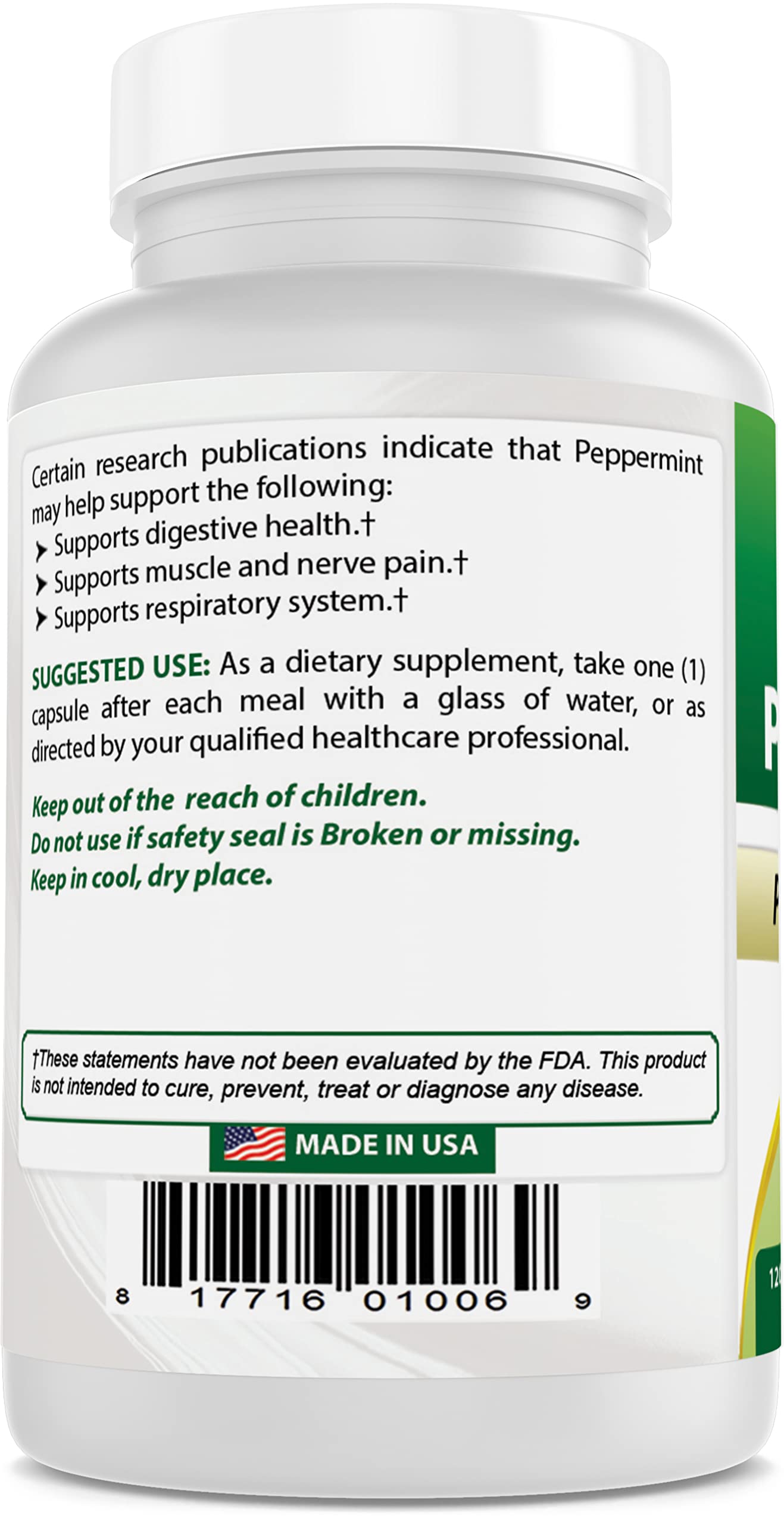 Best Naturals Peppermint Oil capsules on a table