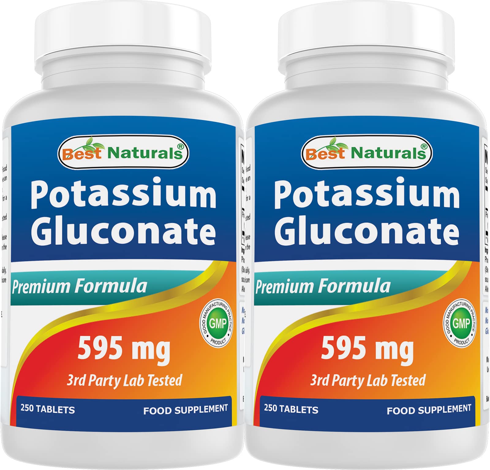 Best Naturals Potassium Gluconate 595mg 250 Tablets front view