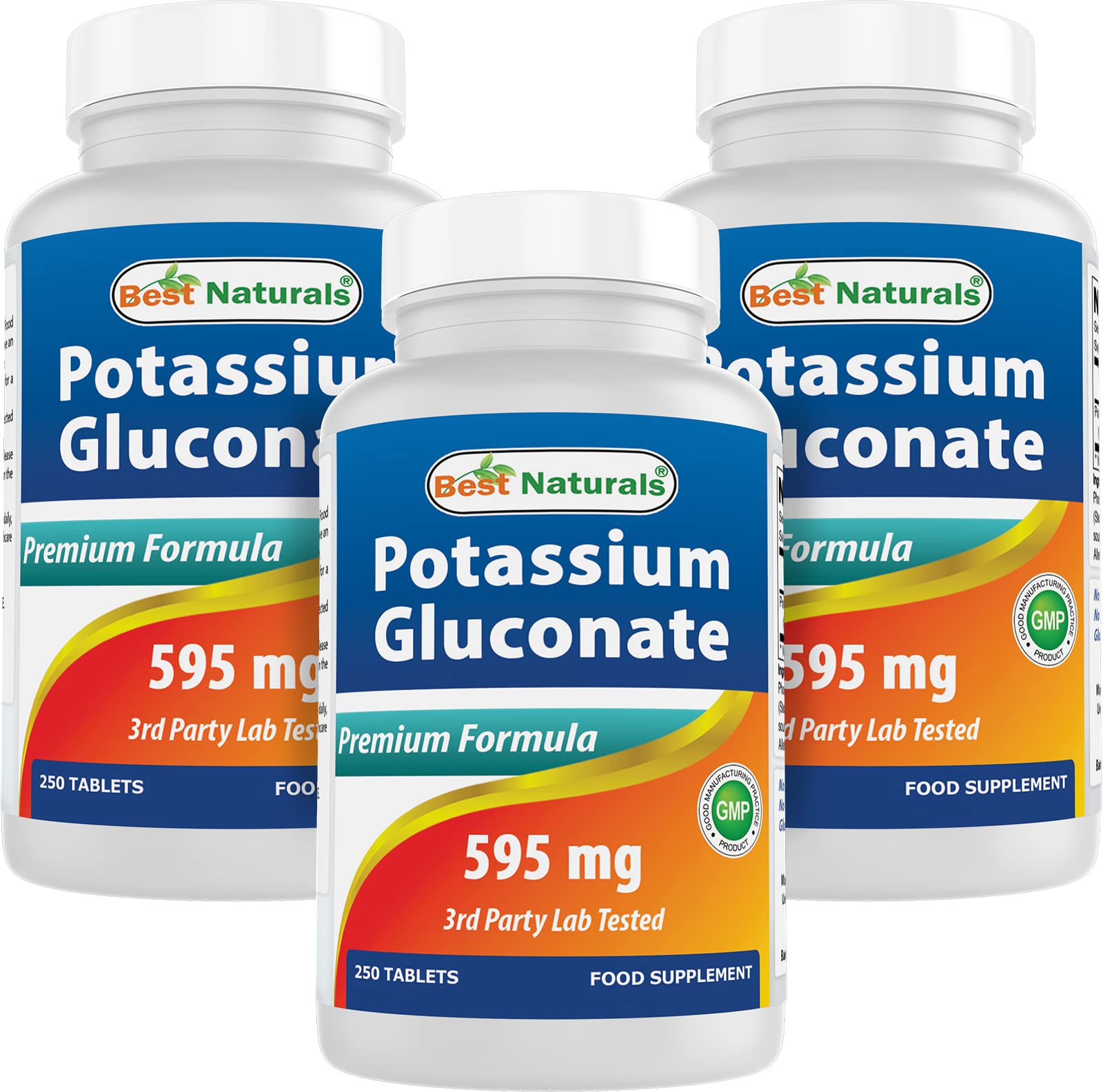 Best Naturals Potassium Gluconate 595mg supplement bottle front view