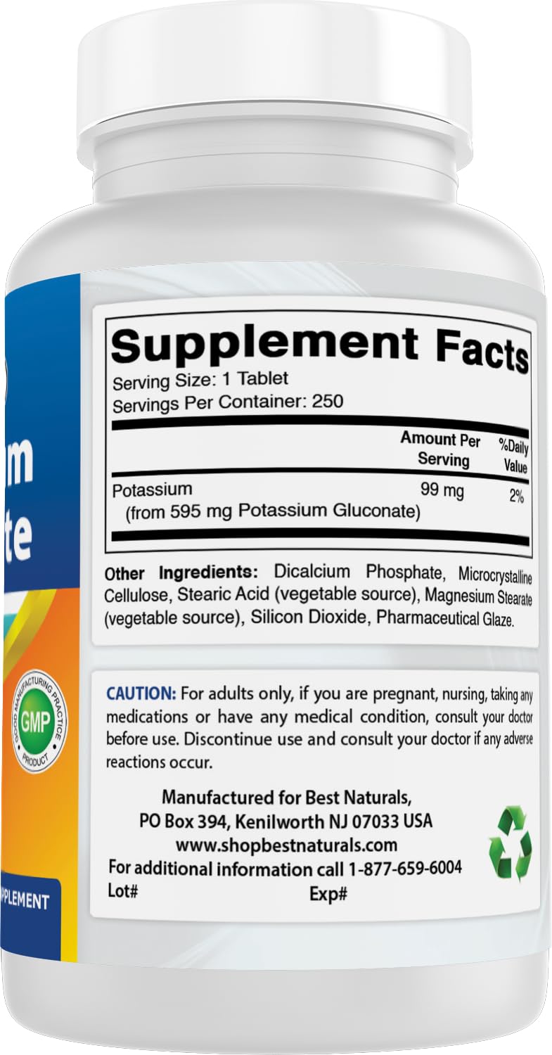 Best Naturals Potassium Gluconate supplement in a lifestyle setting
