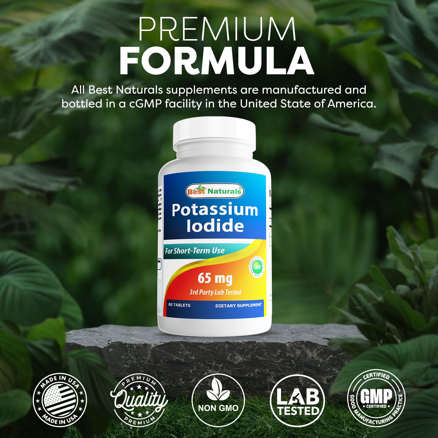 Best Naturals Potassium Iodide Tablets on a kitchen counter