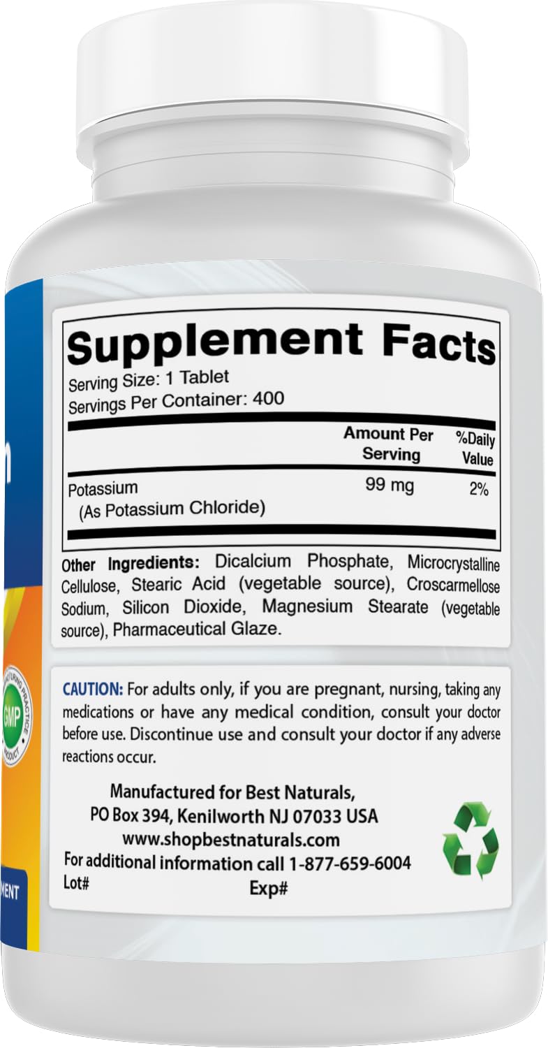 Best Naturals Potassium Tablets with a measuring spoon