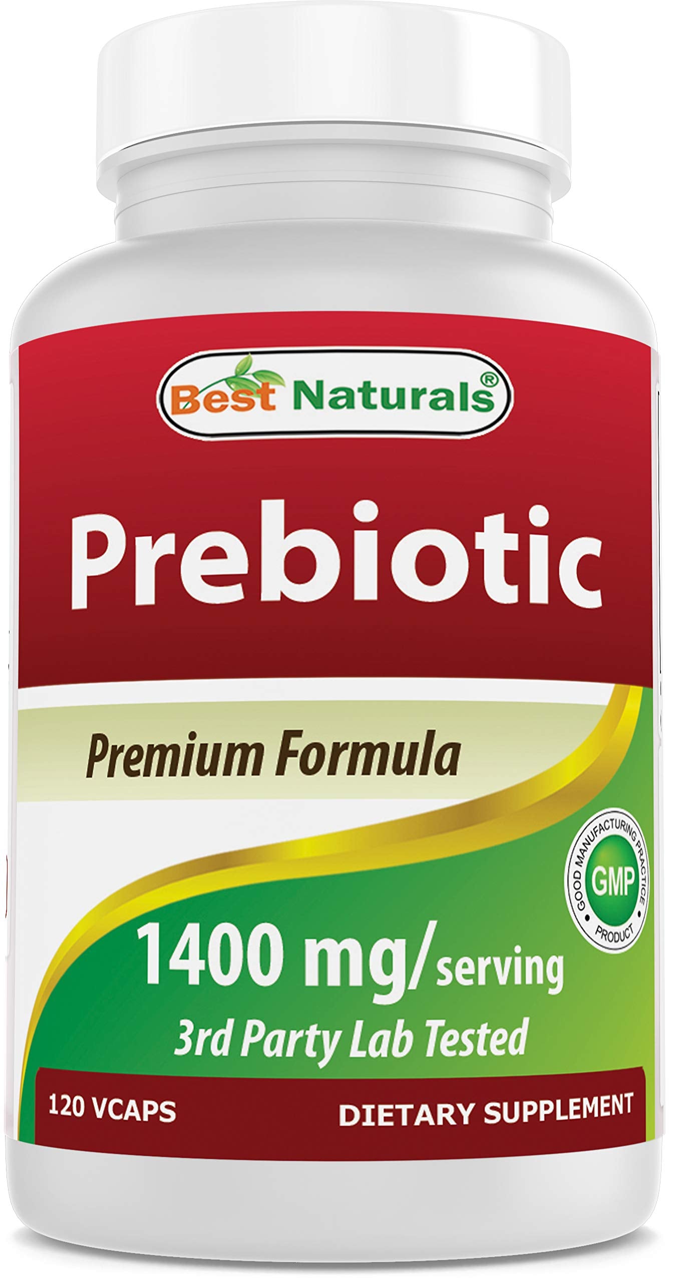 Best Naturals Prebiotic Fiber 1400mg 60 Capsules front view