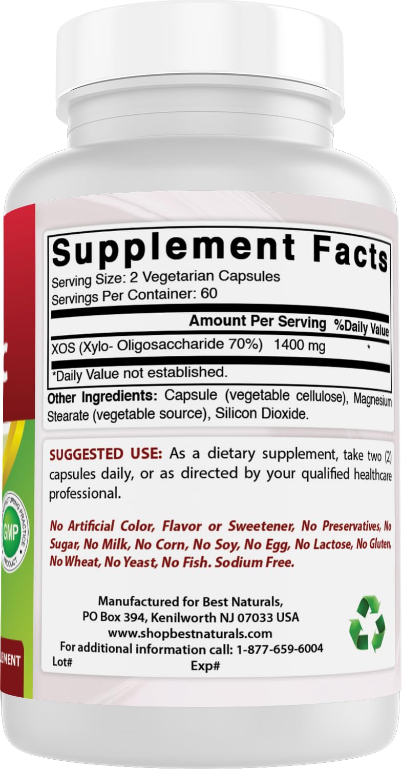Best Naturals Prebiotic Fiber 1400mg capsules with measuring spoon