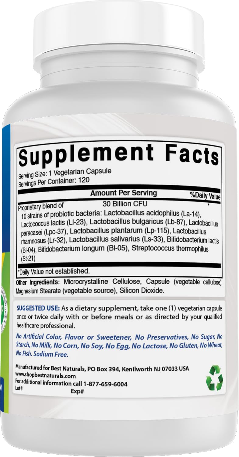 Best Naturals Probiotic Acidophilus capsules in a glass