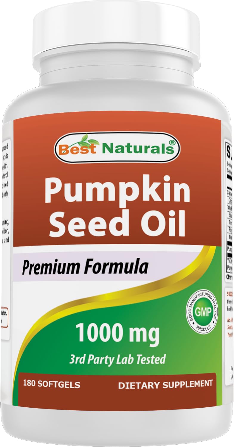 Best Naturals Pumpkin Seed Oil Softgels 1000 mg front view