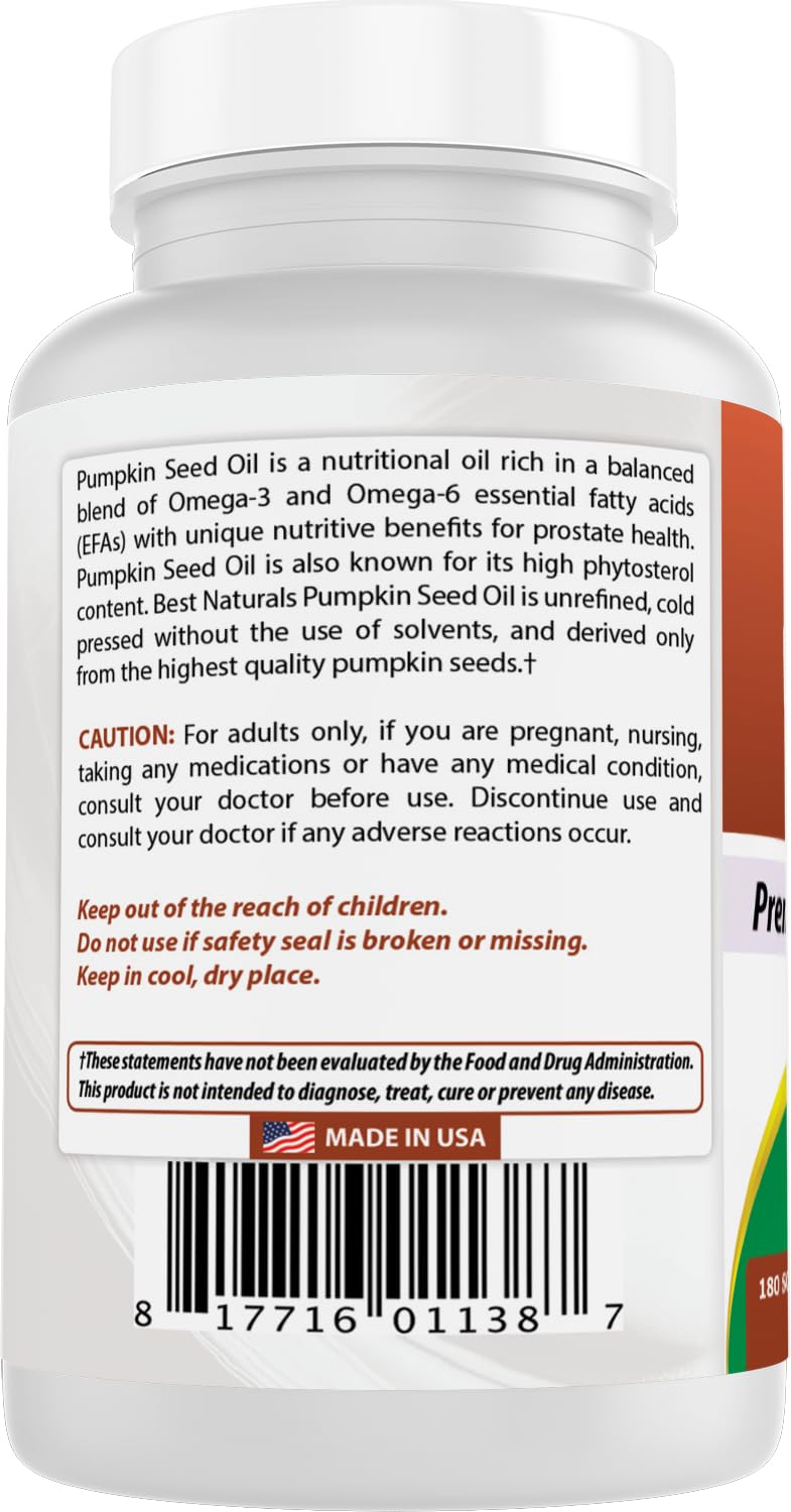 Best Naturals Pumpkin Seed Oil Softgels 1000 mg ingredients list