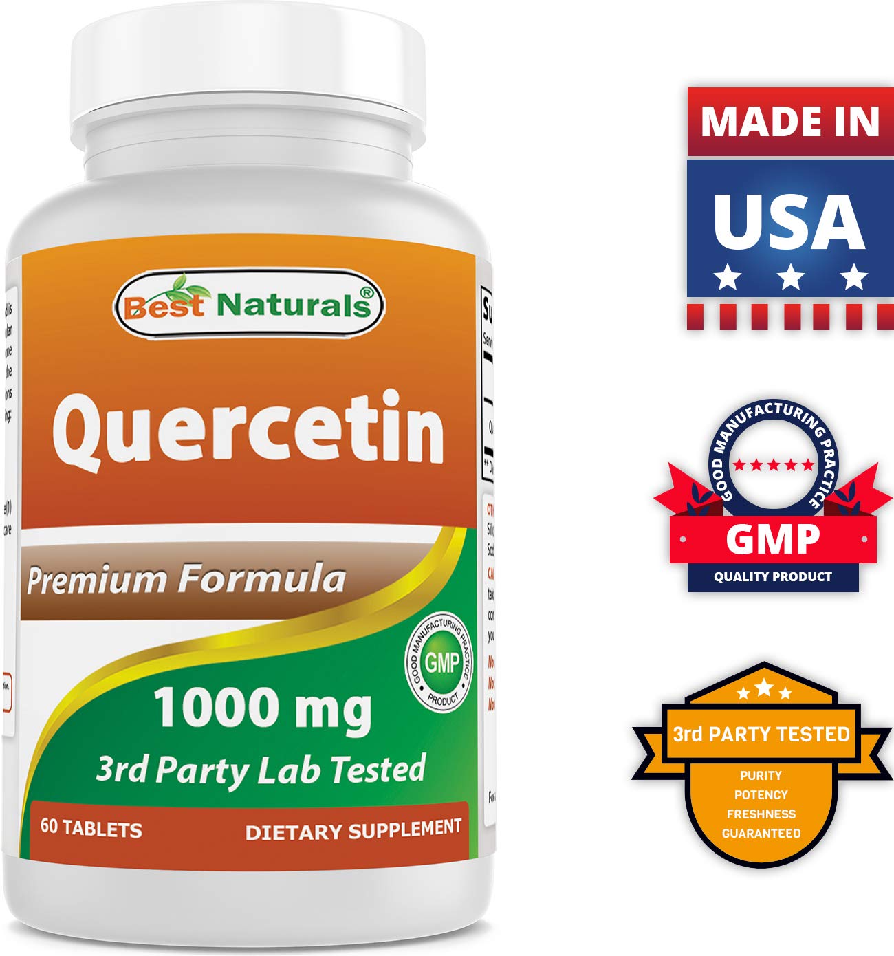 Best Naturals Quercetin 1000 mg 60 Tablets with measuring spoon