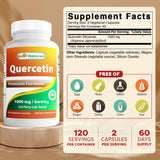 Best Naturals Quercetin 1000 mg capsules back view with ingredient list