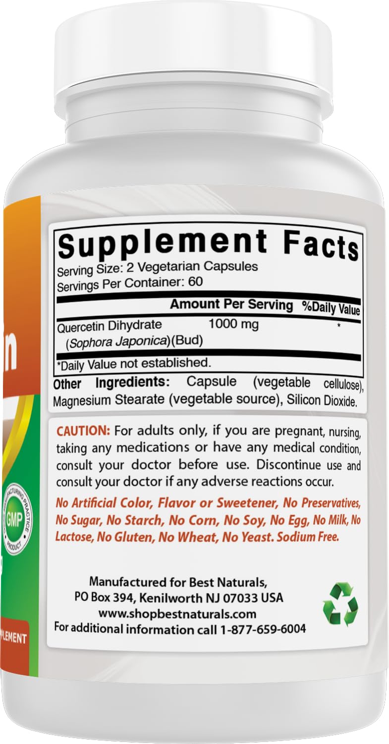Best Naturals Quercetin 1000 mg capsules in a hand