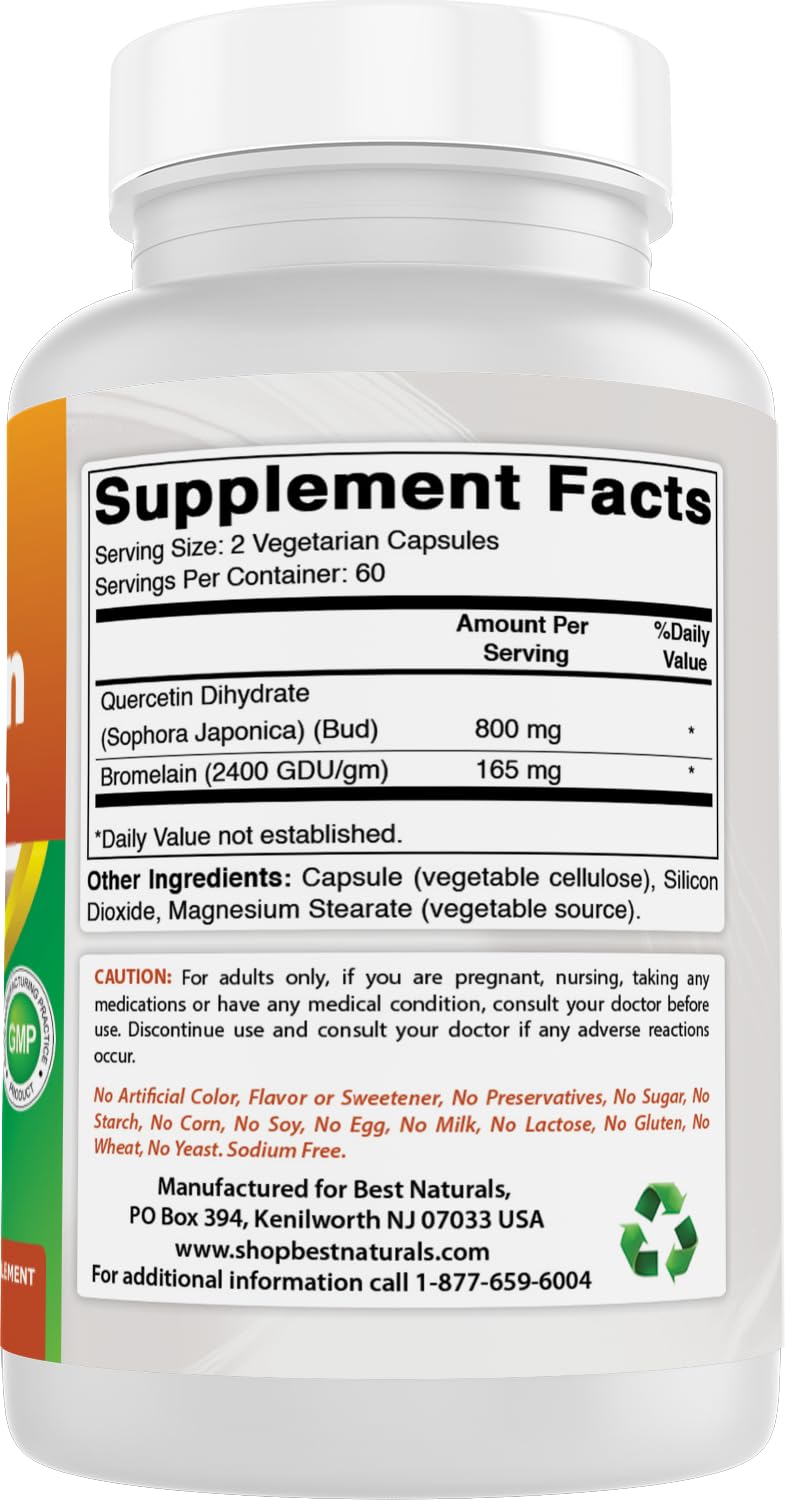 Best Naturals Quercetin with Bromelain bottle with measuring spoon