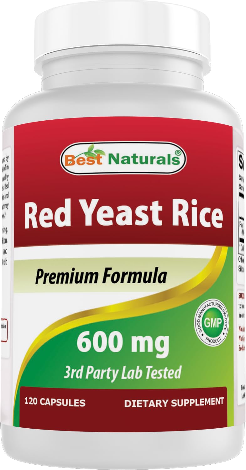 Best Naturals Red Yeast Rice 600mg capsules front view