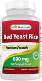 Best Naturals Red Yeast Rice 600mg capsules front view