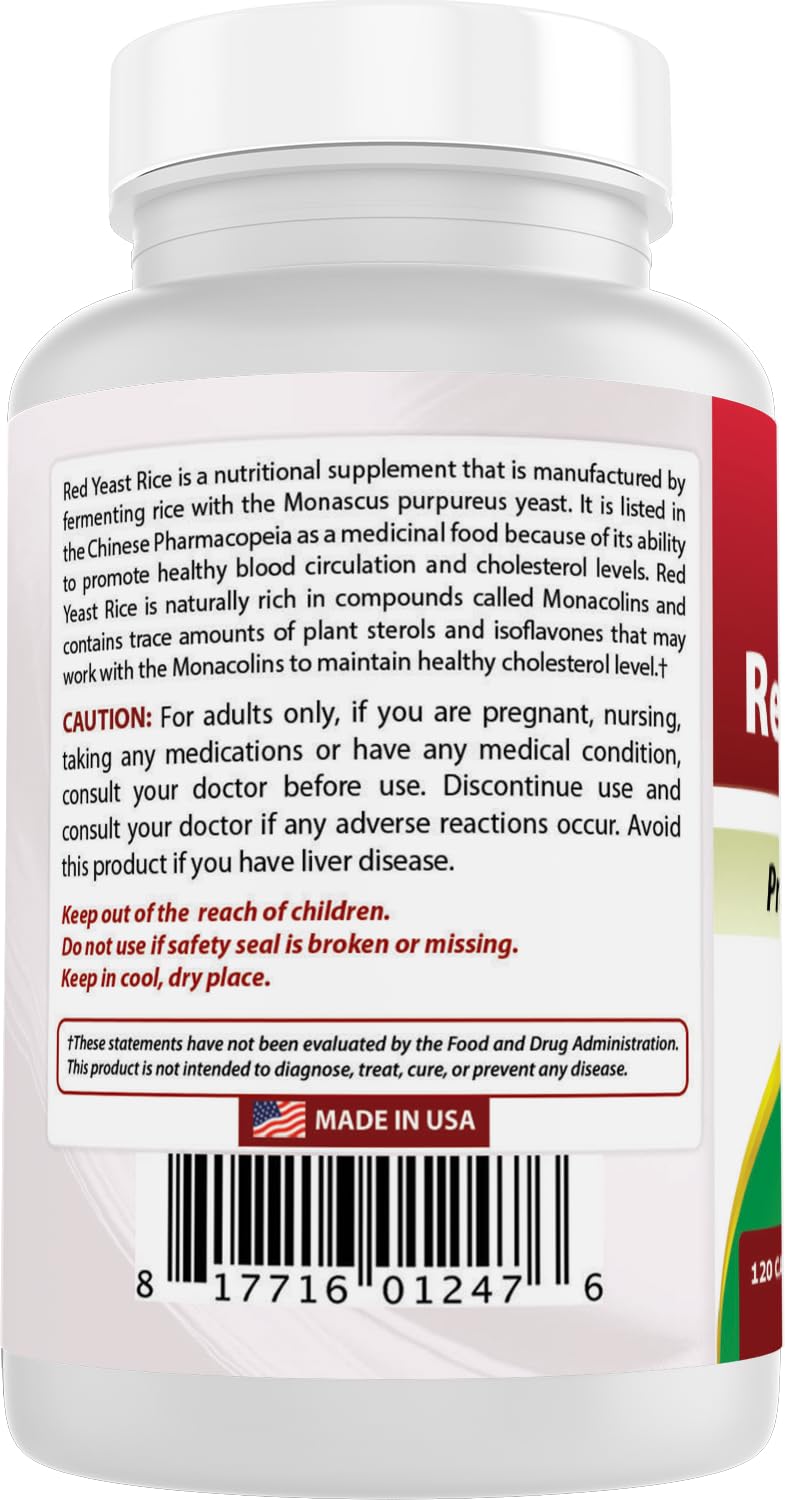 Best Naturals Red Yeast Rice 600mg capsules with natural background