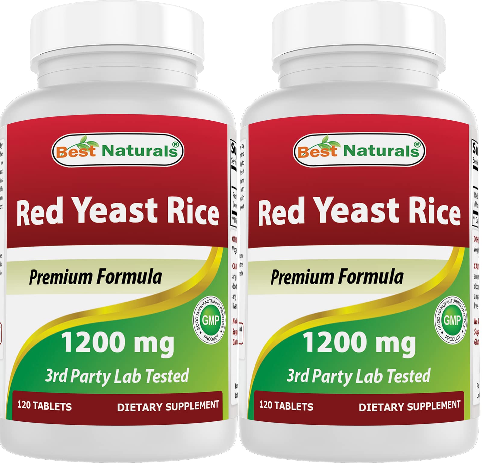 Best Naturals Red Yeast Rice Supplement 1200mg front view