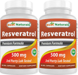 Best Naturals Resveratrol Antioxidant Complex 60 vegetarian capsules front view