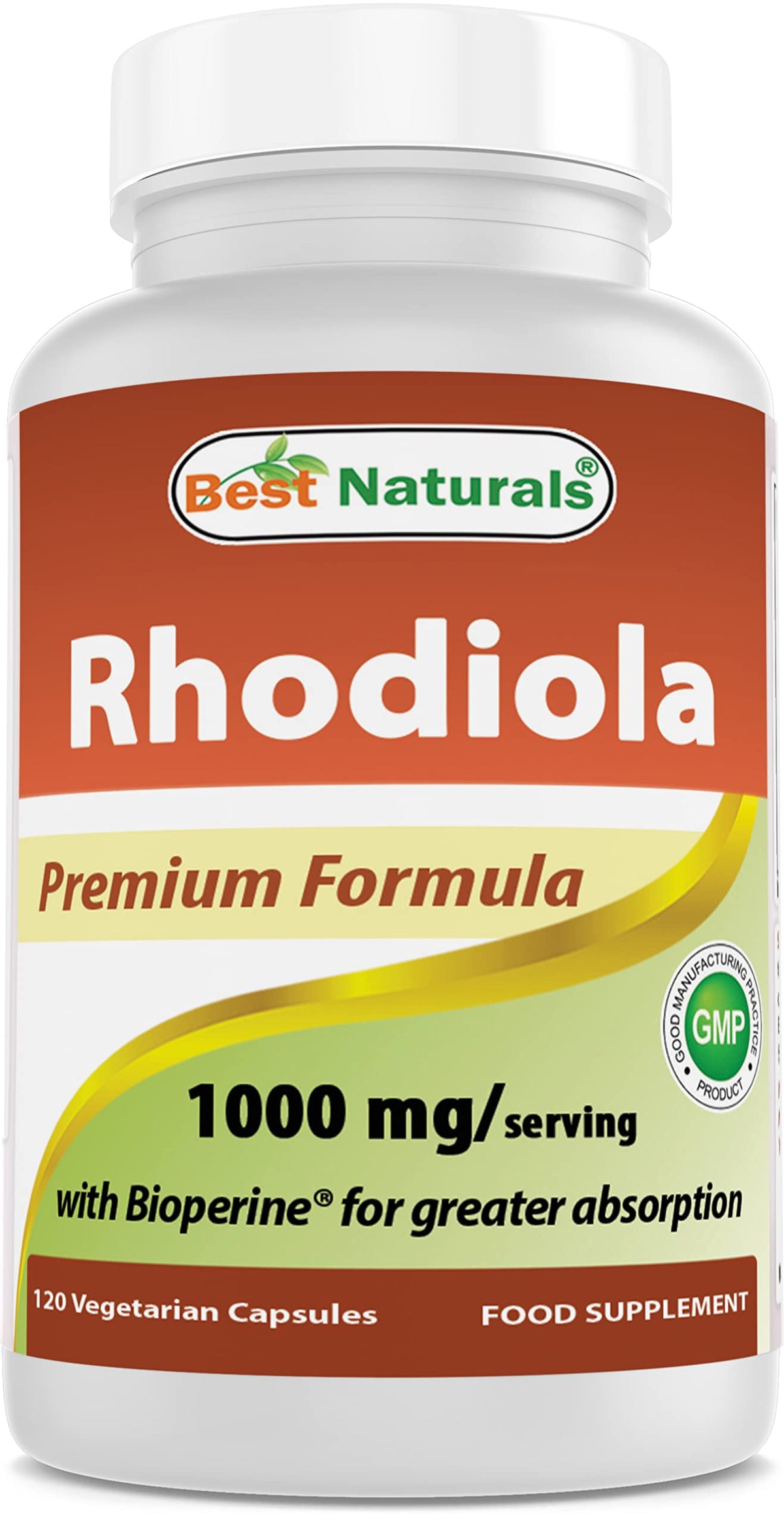 Best Naturals Rhodiola Rosea Extract 1000 mg capsule bottle front view