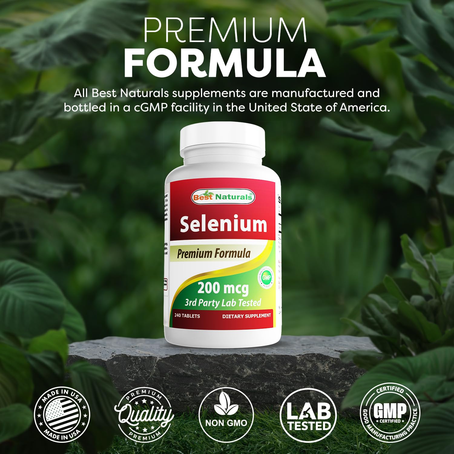Best Naturals Selenium 200 mcg Tablets label close-up
