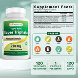 Best Naturals Super Triphala 750mg bottle side view