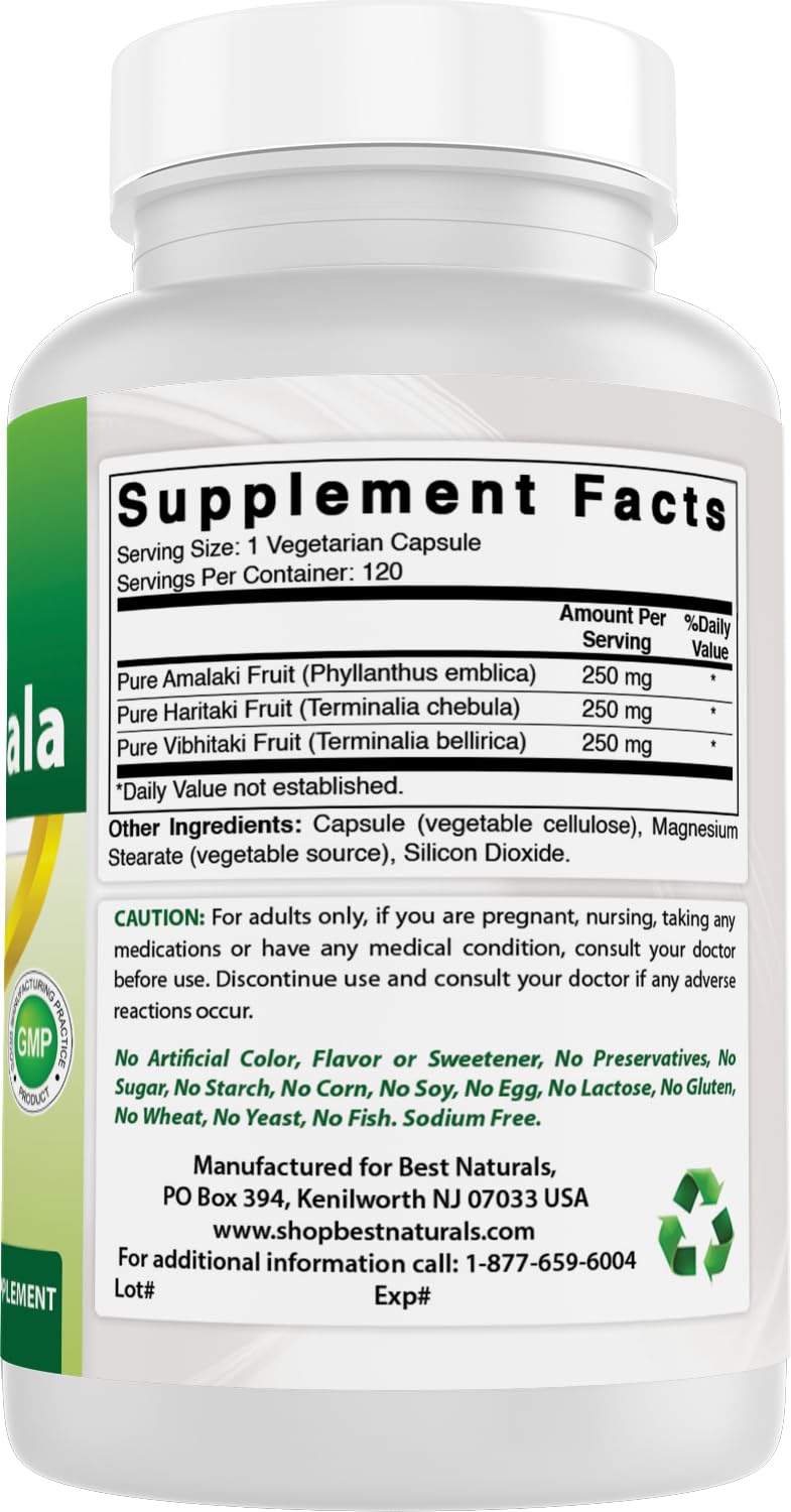 Best Naturals Super Triphala 750mg ingredients list