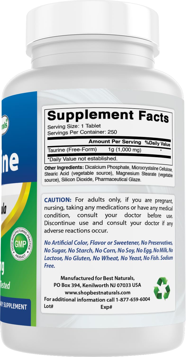 Best Naturals Taurine Tablets 1000 mg with measuring spoon