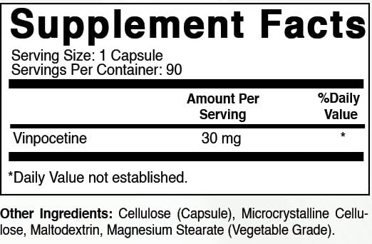 Best Naturals Vinpocetine 30 mg capsules bottle side view