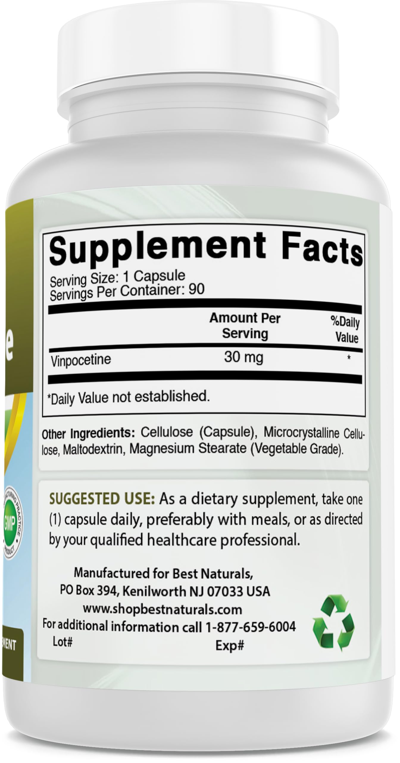 Best Naturals Vinpocetine 30 mg easy-to-swallow capsules
