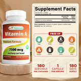 Best Naturals Vitamin A Softgels bottle with 180 capsules