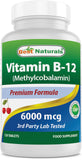 Best Naturals Vitamin B-12 6000 mcg 120 Tablets front view
