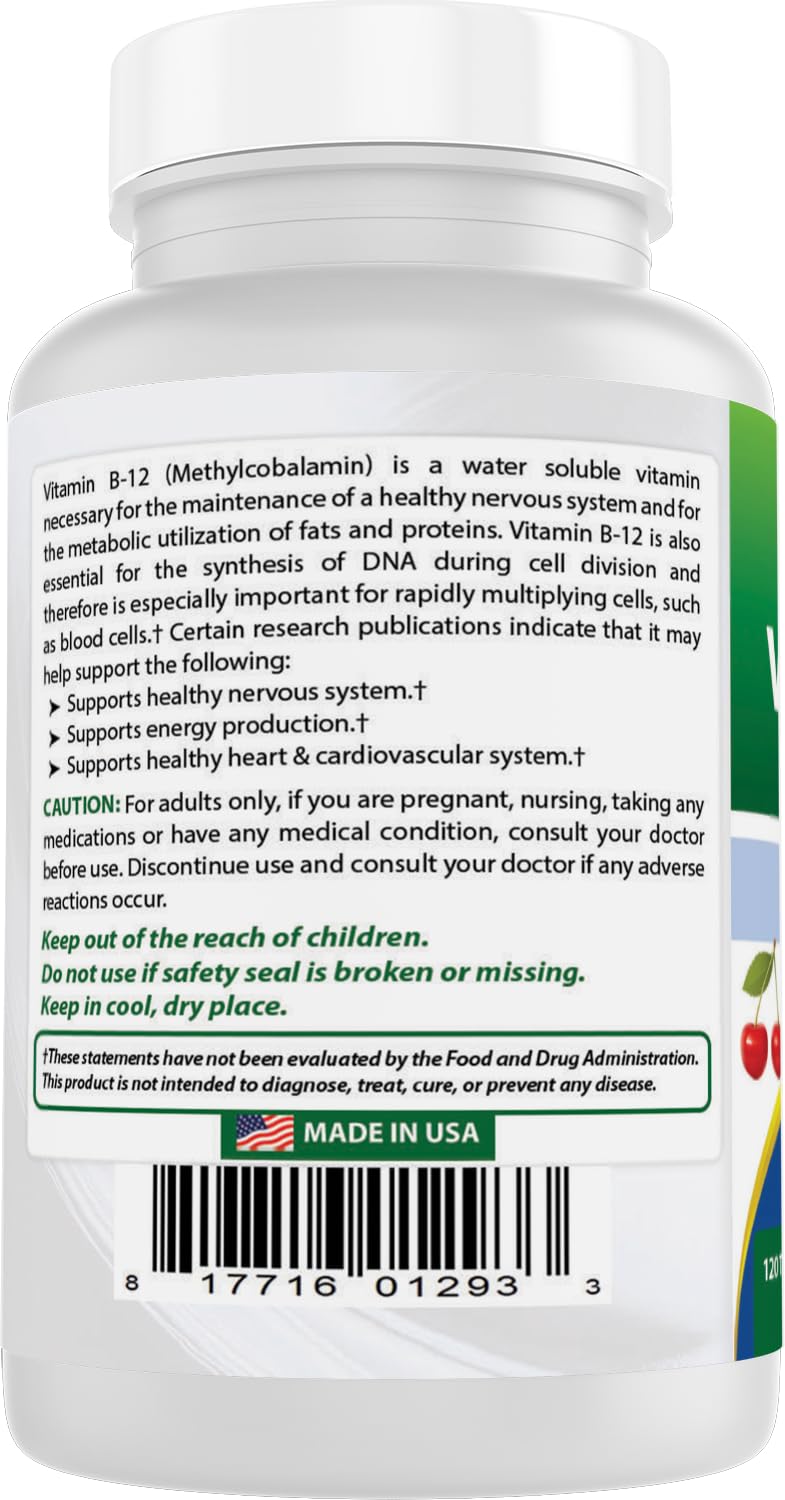 Best Naturals Vitamin B-12 6000 mcg tablets with fresh cherries