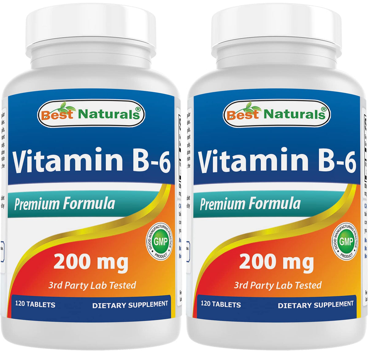 Best Naturals Vitamin B-6 200mg 120 Tablets front view