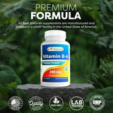 Best Naturals Vitamin B-6 200mg 120 Tablets label close-up